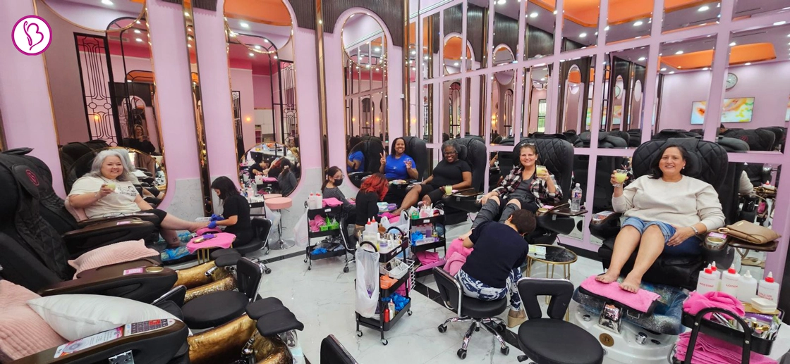  5 star nail salon near me in Cedar Park featuring calm gel manicure service by Dona
