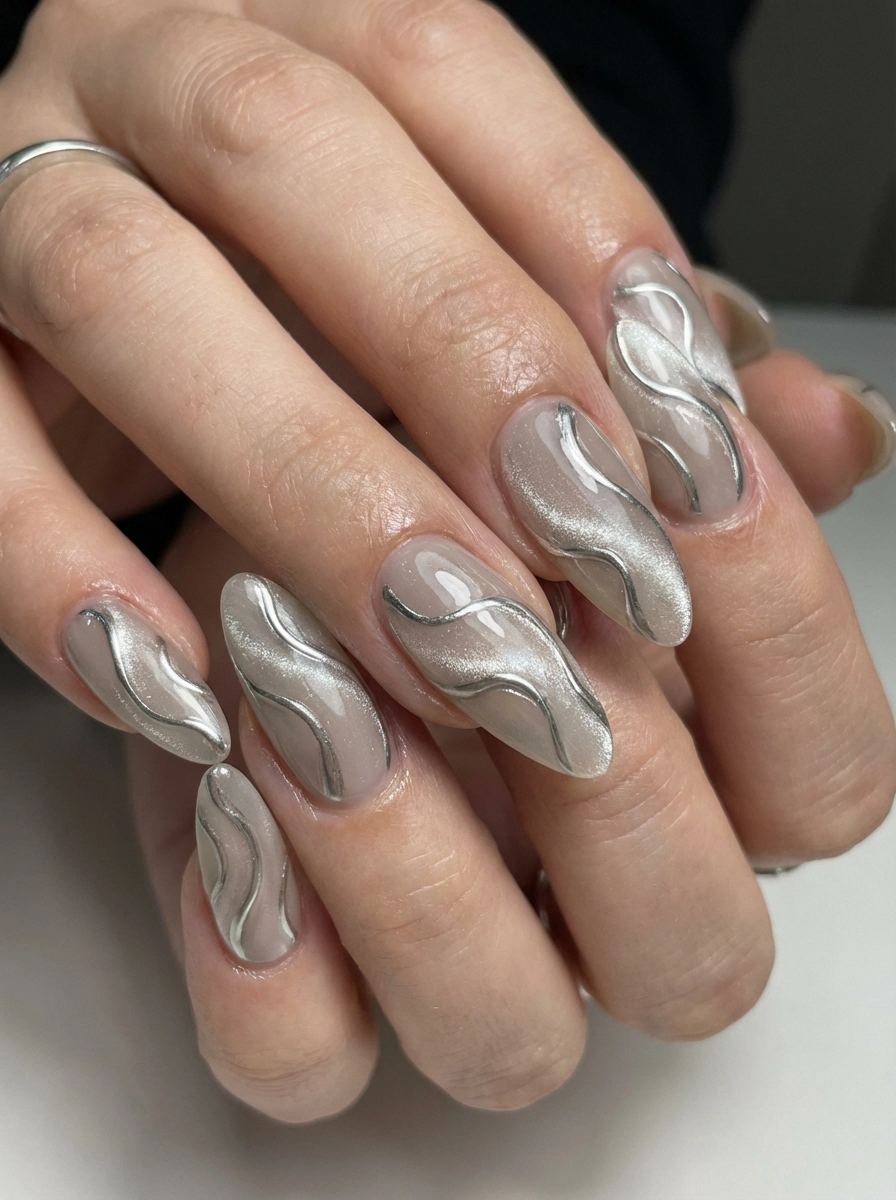 Client-requested nail technician Dona providing precision gel manicure in Cedar Park