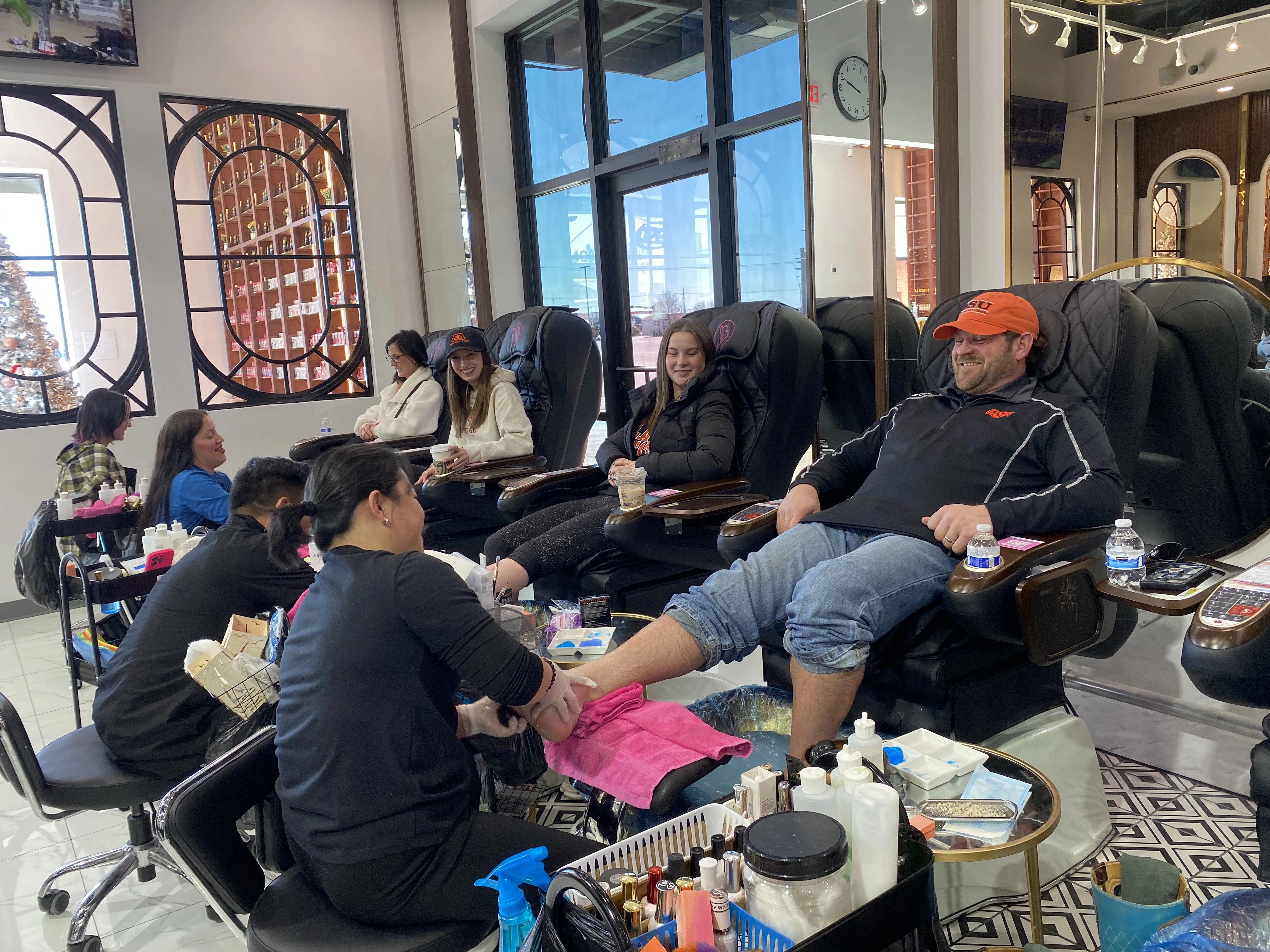 customers at lubbock salon take time for relax for new year